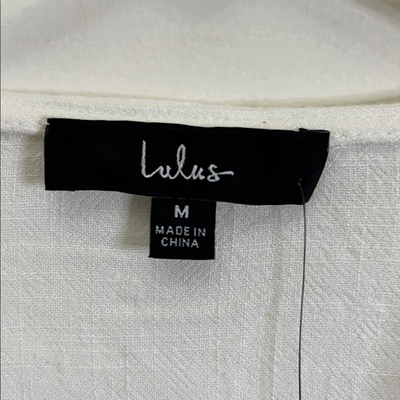 Lulus Uncommon Charm Ivory Lace Button-Up Big Collar Puff Sleeve Top M Boho NWT - Picture 7 of 12